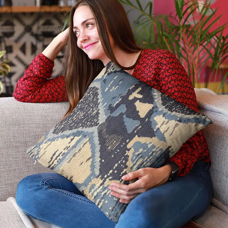 Plutus Blue Hidden Seas Abstract Luxury Throw Pillow Plutus Brands