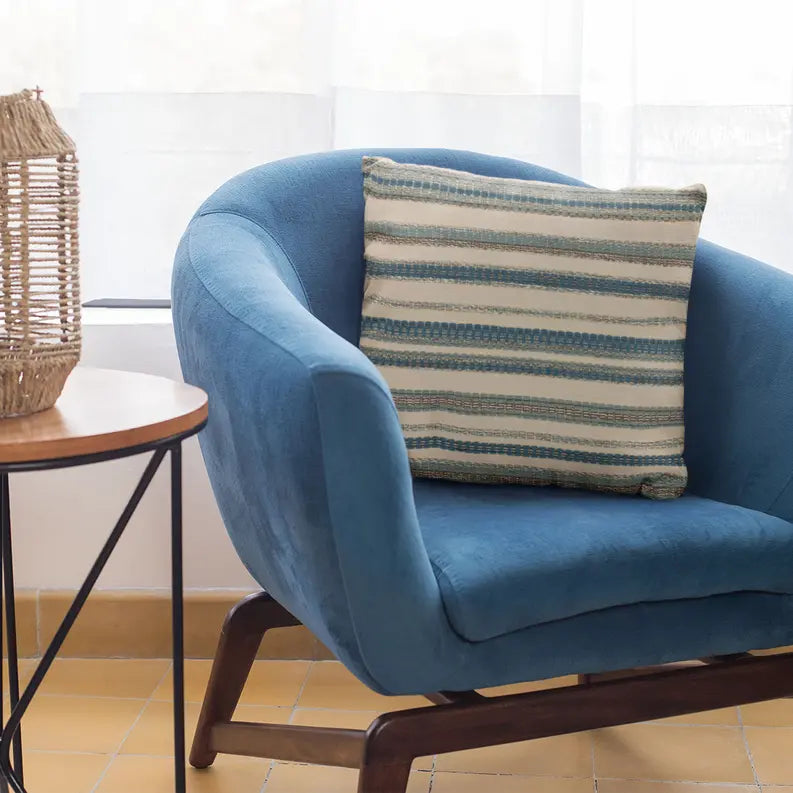 Plutus Blue Lanes Stripe Luxury Throw Pillow Plutus Brands