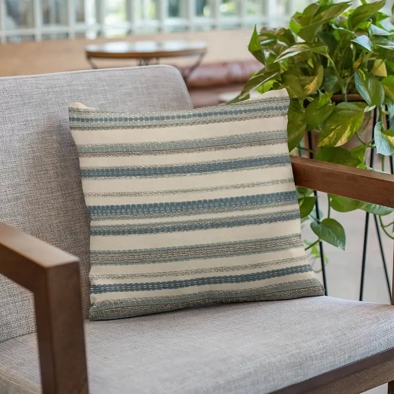 Plutus Blue Lanes Stripe Luxury Throw Pillow Plutus Brands