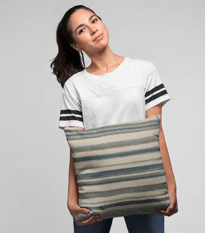 Plutus Blue Lanes Stripe Luxury Throw Pillow Plutus Brands