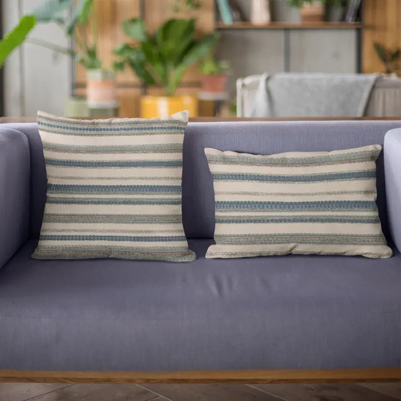 Plutus Blue Lanes Stripe Luxury Throw Pillow Plutus Brands