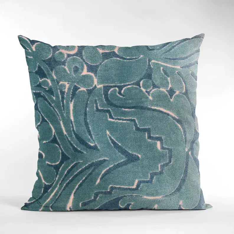 Plutus Blue Velvet Damask Luxury Throw Pillow Plutus Brands
