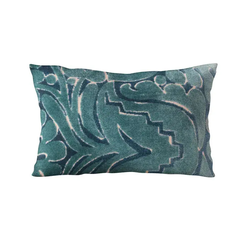 Plutus Blue Velvet Damask Luxury Throw Pillow Plutus Brands