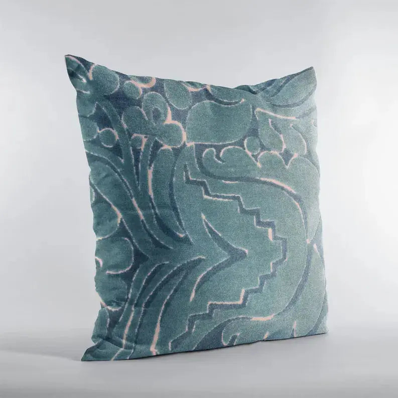 Plutus Blue Velvet Damask Luxury Throw Pillow Plutus Brands