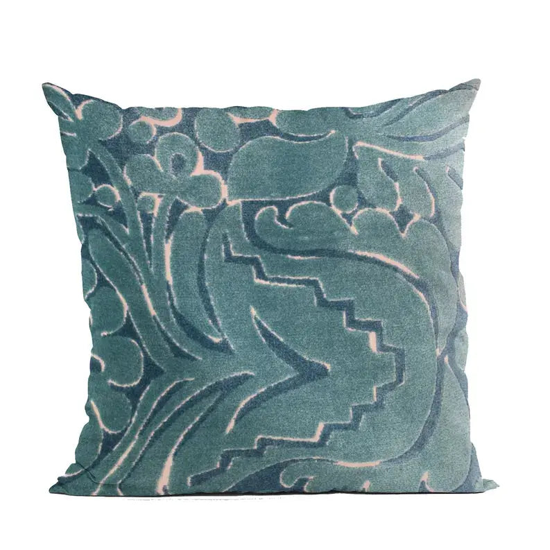 Plutus Blue Velvet Damask Luxury Throw Pillow Plutus Brands