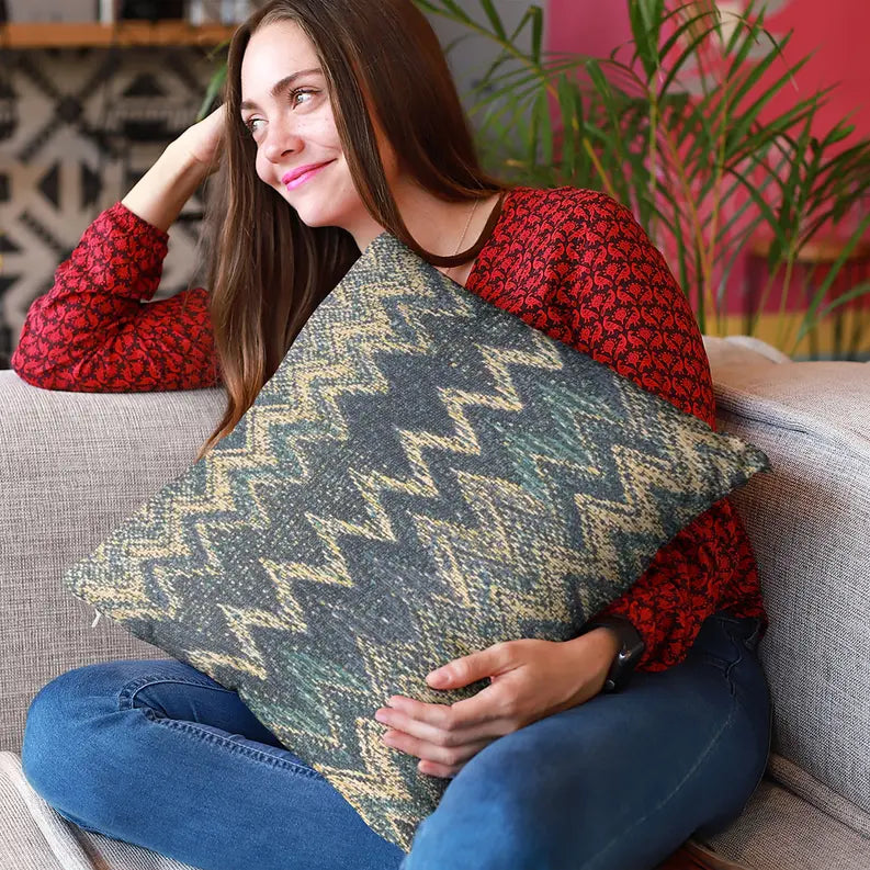 Plutus Blue Wave Chevron Luxury Throw Pillow Plutus Brands