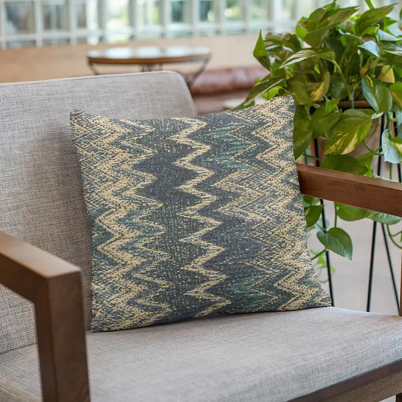 Plutus Blue Wave Chevron Luxury Throw Pillow Plutus Brands