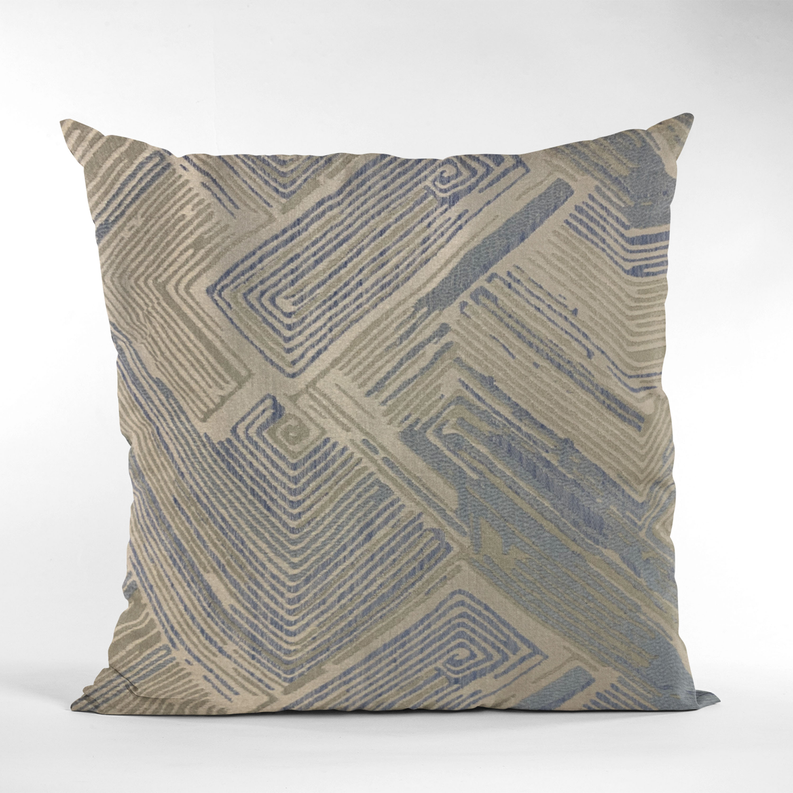 Plutus Blue, Beige Hidden Tour Abstract Luxury Throw Pillow Plutus Brands