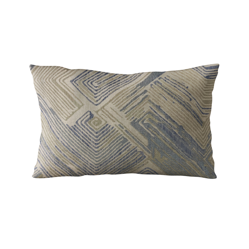 Plutus Blue, Beige Hidden Tour Abstract Luxury Throw Pillow Plutus Brands