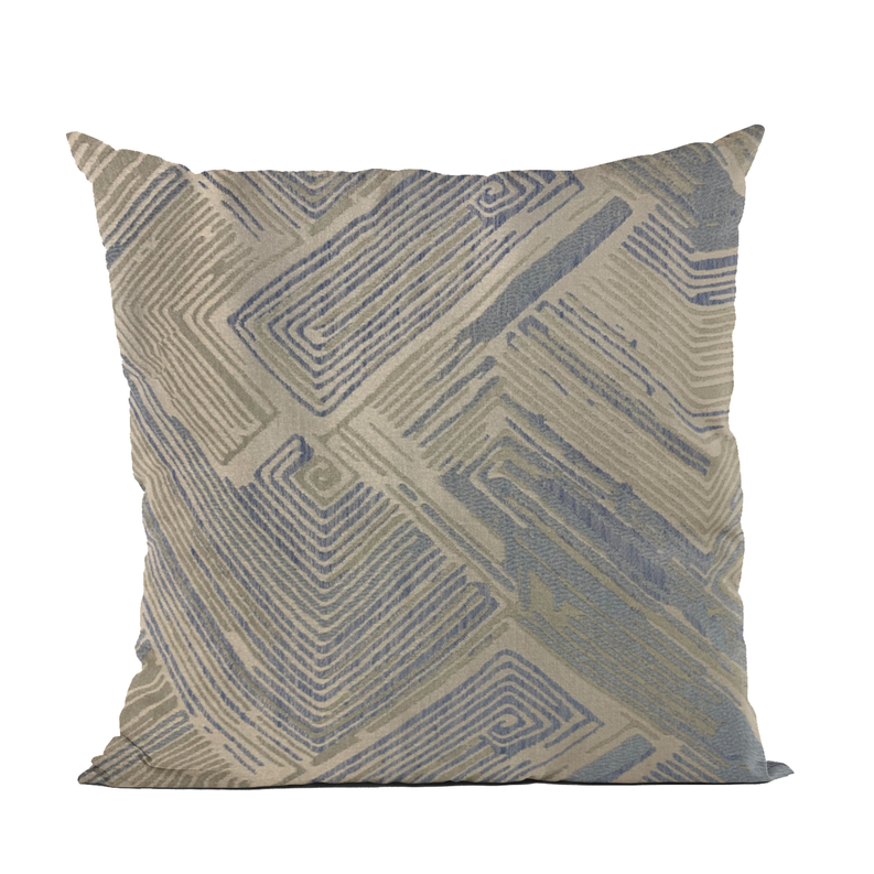 Plutus Blue, Beige Hidden Tour Abstract Luxury Throw Pillow Plutus Brands