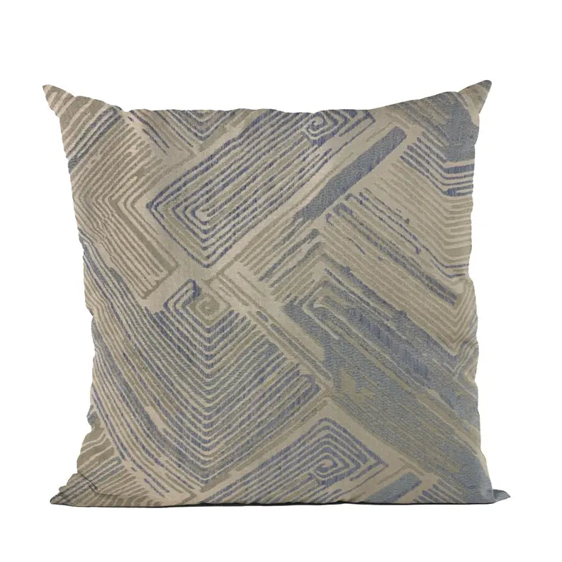 Plutus Blue, Beige Hidden Tour Abstract Luxury Throw Pillow Plutus Brands