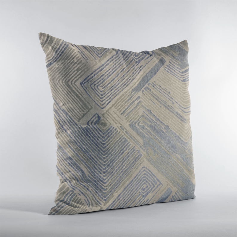 Plutus Blue, Beige Hidden Tour Abstract Luxury Throw Pillow Plutus Brands