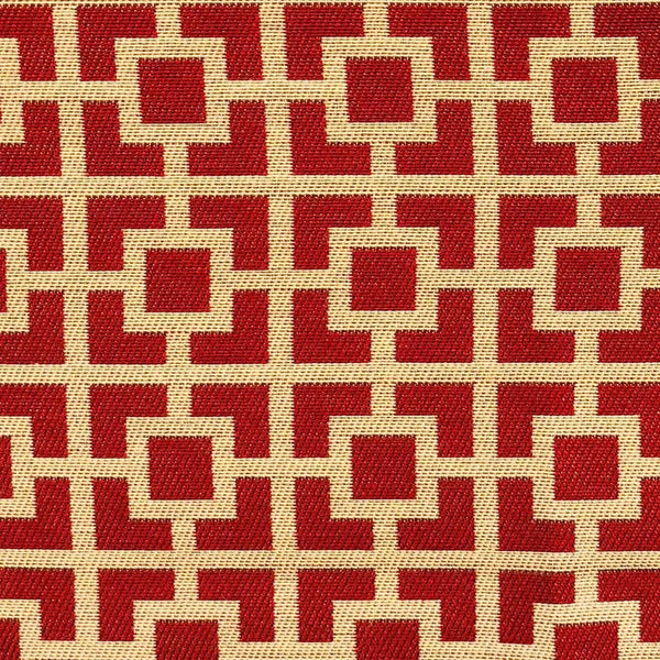 Plutus Crimson Square Red and Beige Luxury Throw Pillow Plutus Brands