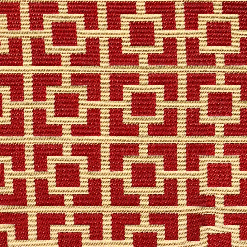 Plutus Crimson Square Red and Beige Luxury Throw Pillow Plutus Brands