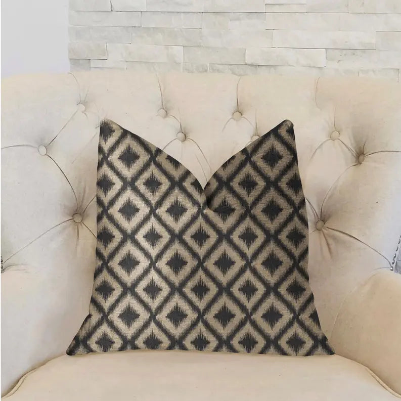 Plutus Diamond Embers Gray and Beige Luxury Throw Pillow Plutus Brands