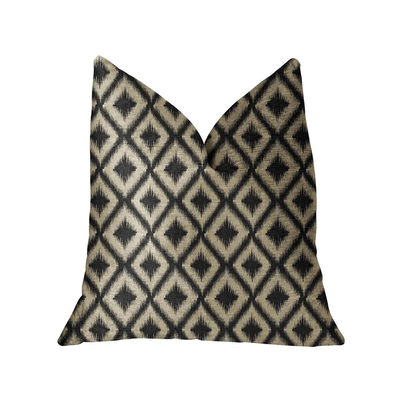Plutus Diamond Embers Gray and Beige Luxury Throw Pillow Plutus Brands