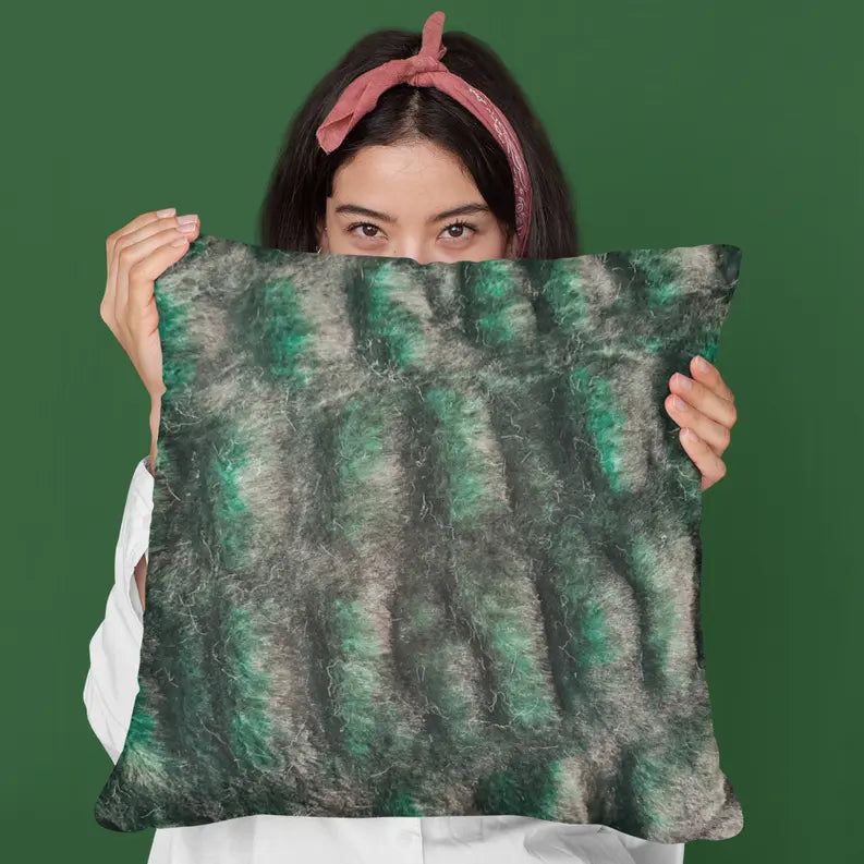 Plutus Emerald Green Plush Pelt Animal Faux Fur Luxury Throw Pillow Plutus Brands
