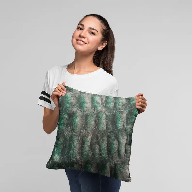 Plutus Emerald Green Plush Pelt Animal Faux Fur Luxury Throw Pillow Plutus Brands