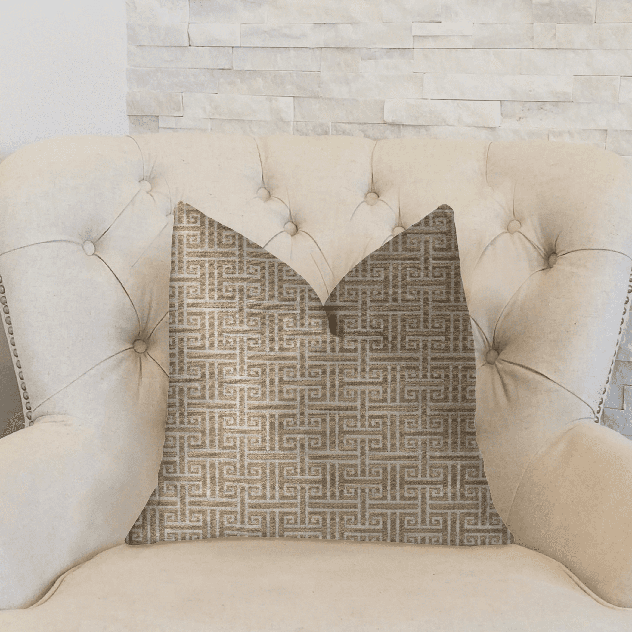 Plutus Emperor Gray and Beige Luxury Throw Pillow Plutus Brands