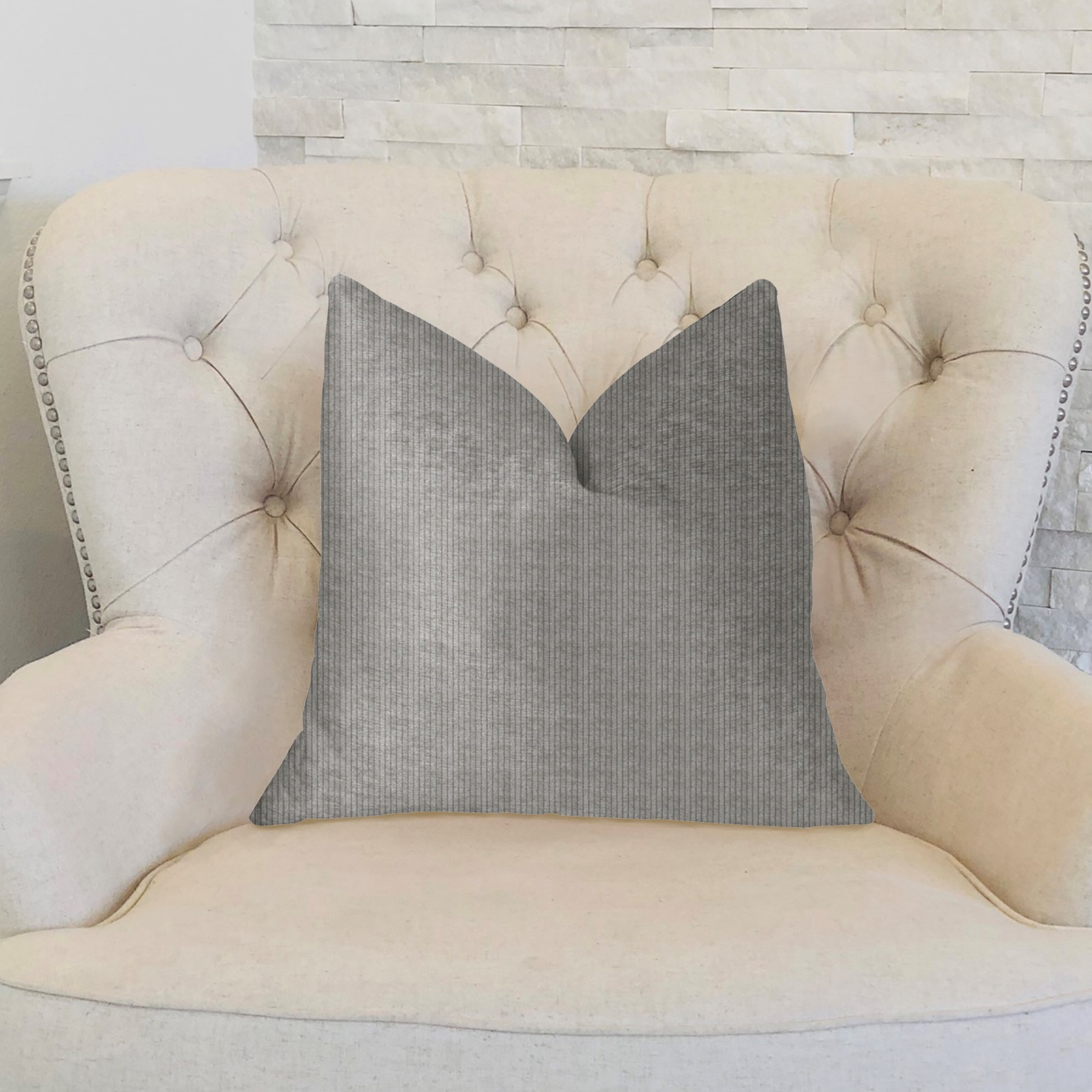 Plutus Fremont Gray and Silver Luxury Throw Pillow Plutus Brands
