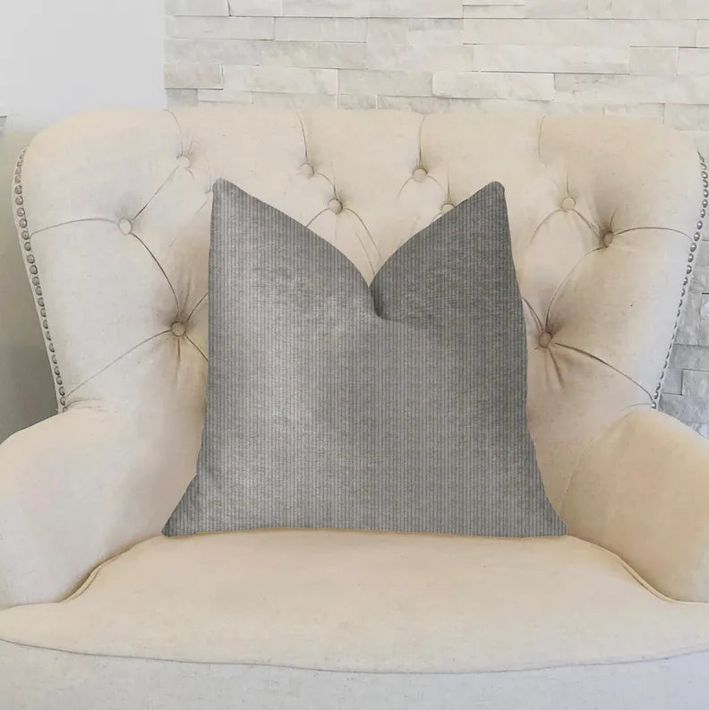Plutus Fremont Gray and Silver Luxury Throw Pillow Plutus Brands