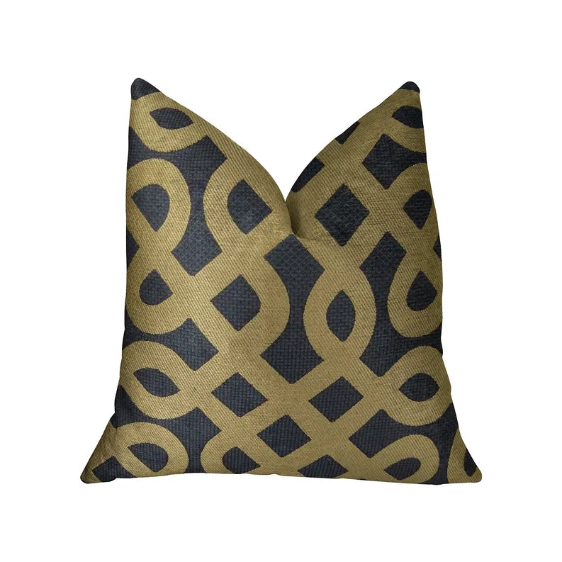 Plutus Golden Maze Black and Gold Handmade Luxury Pillow Plutus Brands