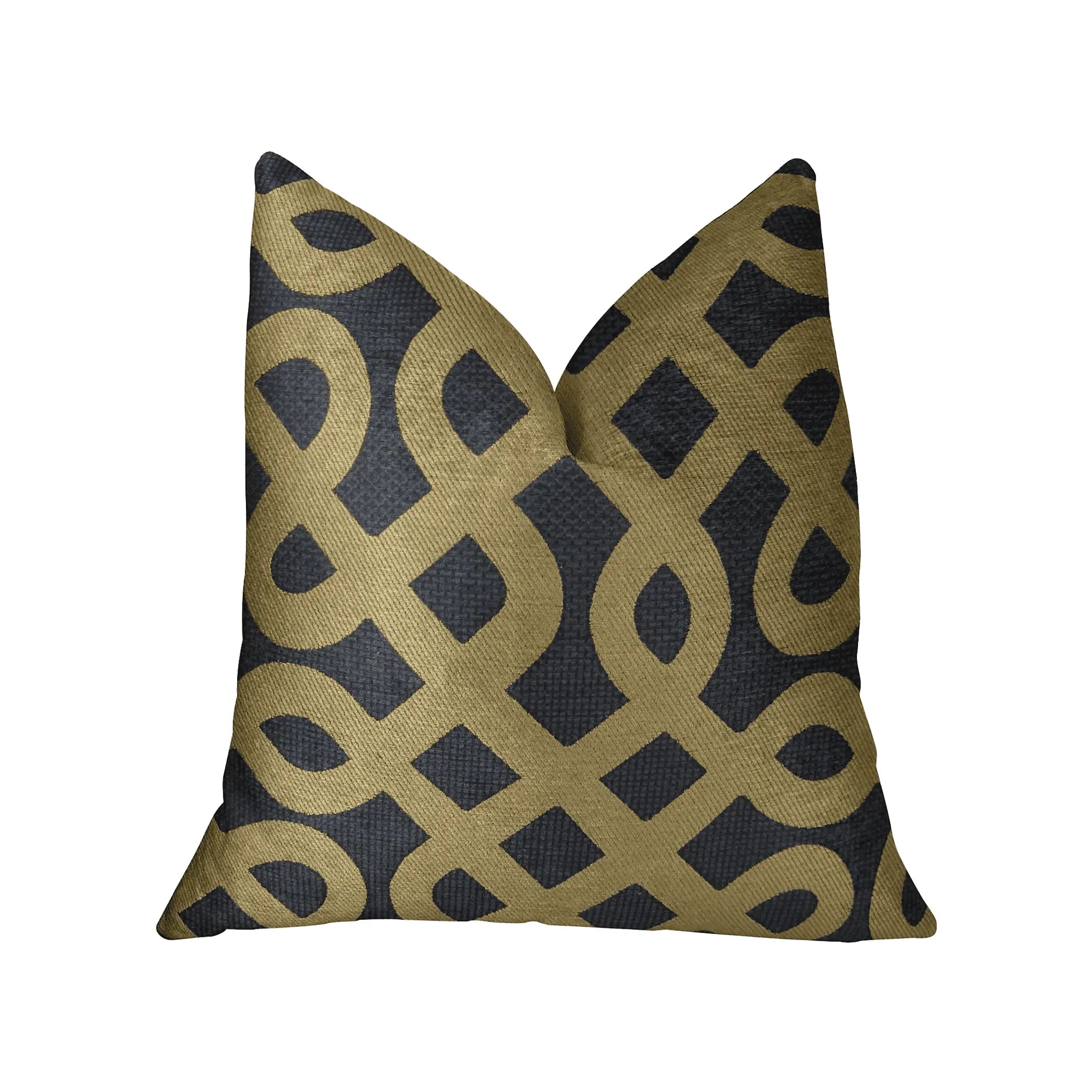 Plutus Golden Maze Black and Gold Handmade Luxury Pillow Plutus Brands