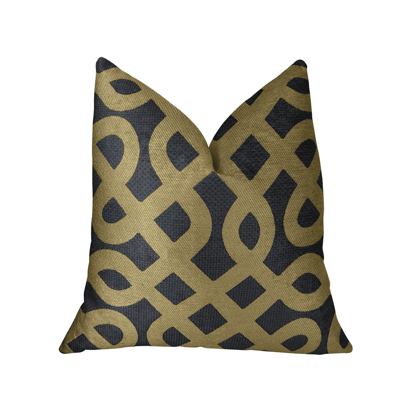 Plutus Golden Maze Black and Gold Handmade Luxury Pillow Plutus Brands