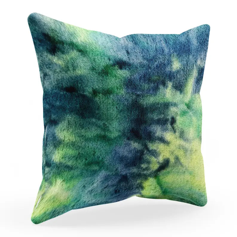 Plutus Green Yellow Blue Northern Lights Animal Faux Fur Luxury Throw Pillow Plutus Brands