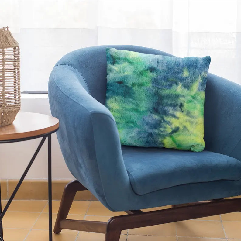 Plutus Green Yellow Blue Northern Lights Animal Faux Fur Luxury Throw Pillow Plutus Brands