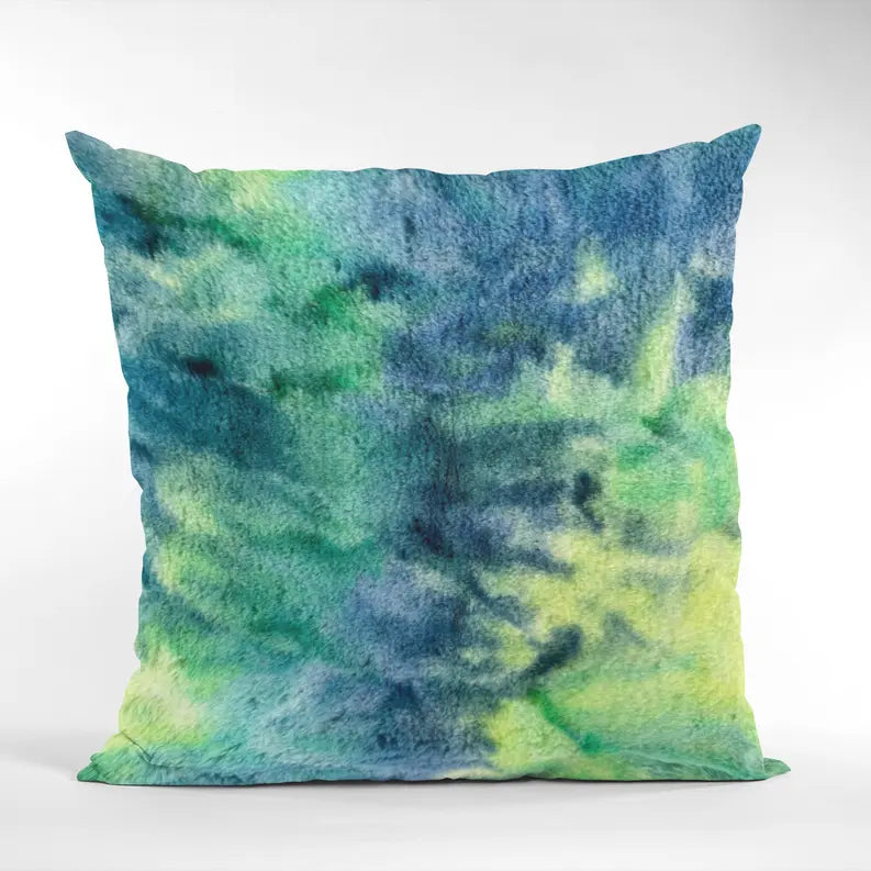 Plutus Green Yellow Blue Northern Lights Animal Faux Fur Luxury Throw Pillow Plutus Brands
