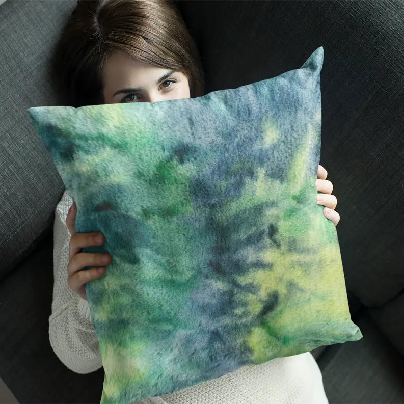 Plutus Green Yellow Blue Northern Lights Animal Faux Fur Luxury Throw Pillow Plutus Brands