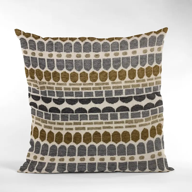 Plutus Green, Gray Harmony Border Luxury Throw Pillow Plutus Brands
