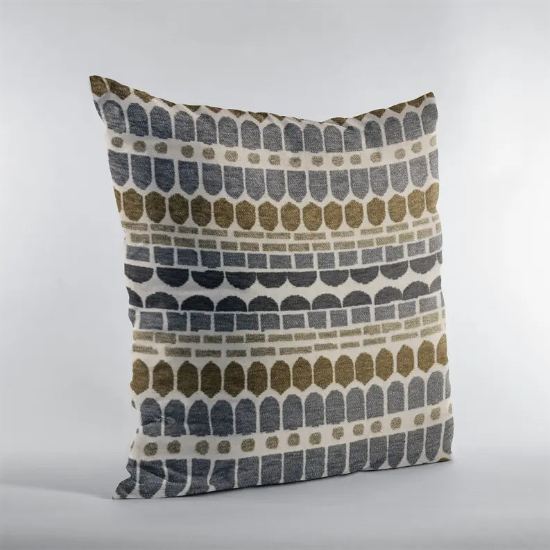 Plutus Green, Gray Harmony Border Luxury Throw Pillow Plutus Brands