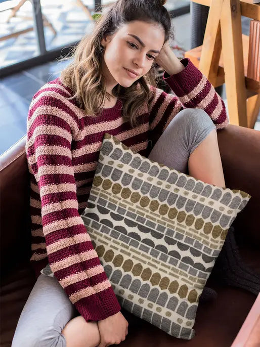 Plutus Green, Gray Harmony Border Luxury Throw Pillow Plutus Brands