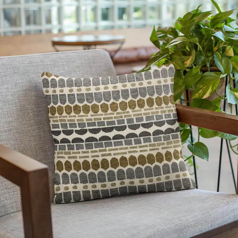 Plutus Green, Gray Harmony Border Luxury Throw Pillow Plutus Brands