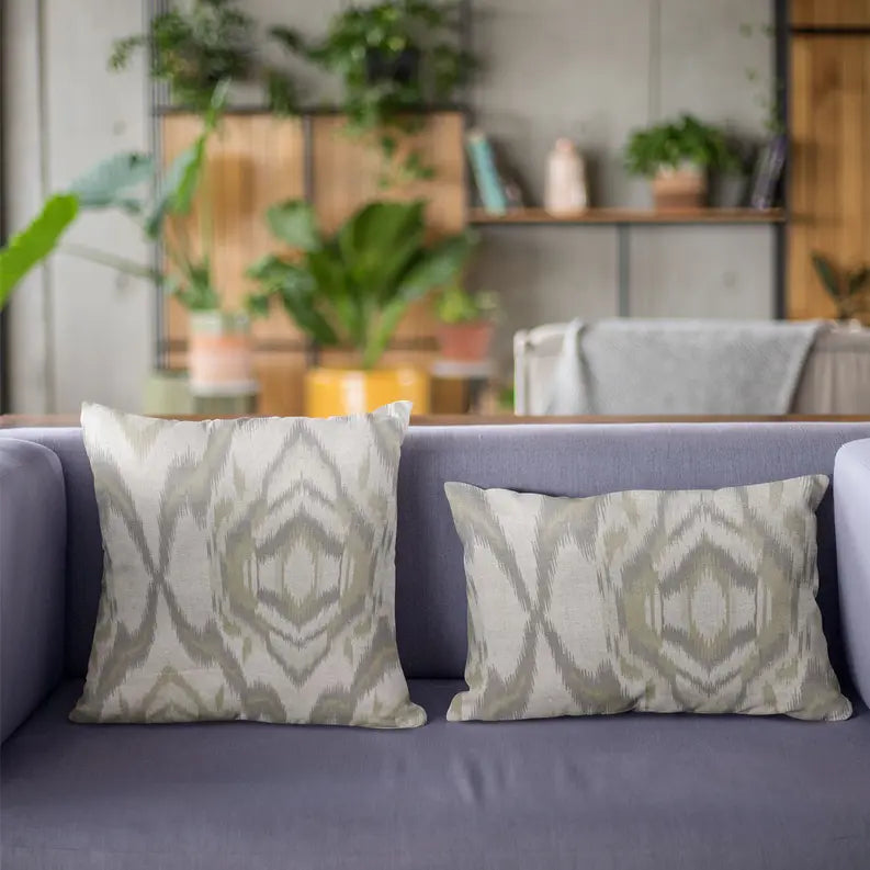 Plutus Ikat Dream Gray, Citrine Handmade Luxury Pillow Plutus Brands