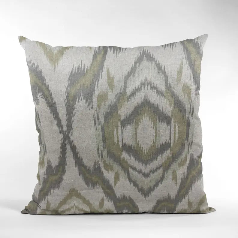 Plutus Ikat Dream Gray, Citrine Handmade Luxury Pillow Plutus Brands