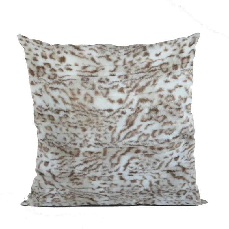 Plutus Light Brown Luxe Lash Animal Faux Fur Luxury Throw Pillow Plutus Brands