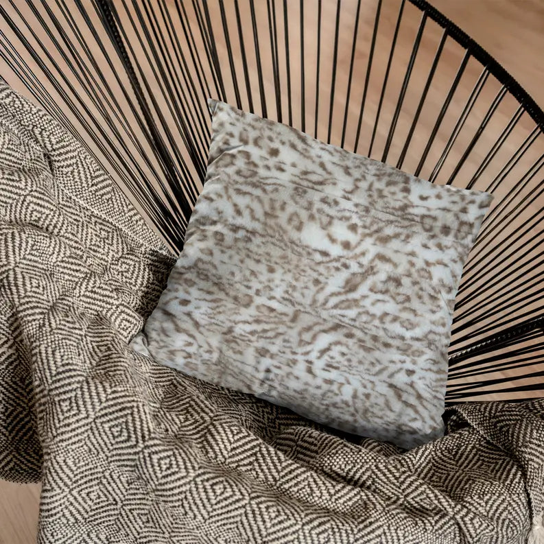 Plutus Light Brown Luxe Lash Animal Faux Fur Luxury Throw Pillow Plutus Brands