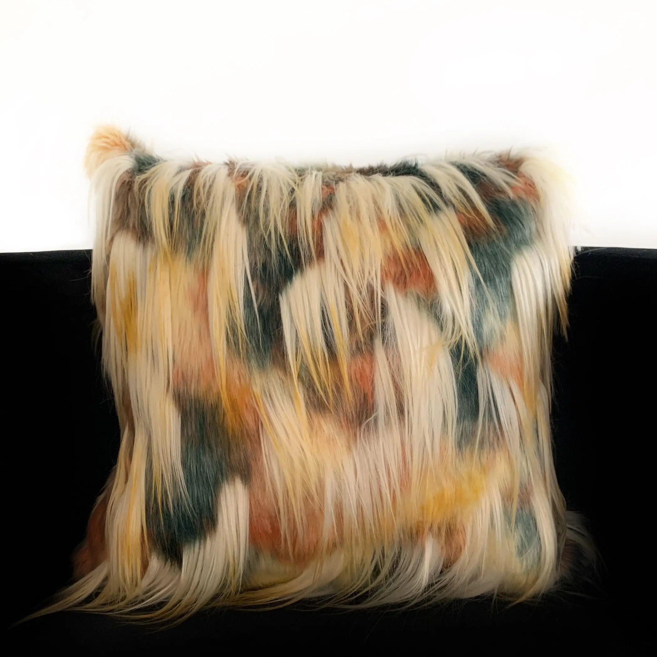 Plutus Multi-Color Fancy Feather Animal Faux Fur Luxury Throw Pillow Plutus Brands