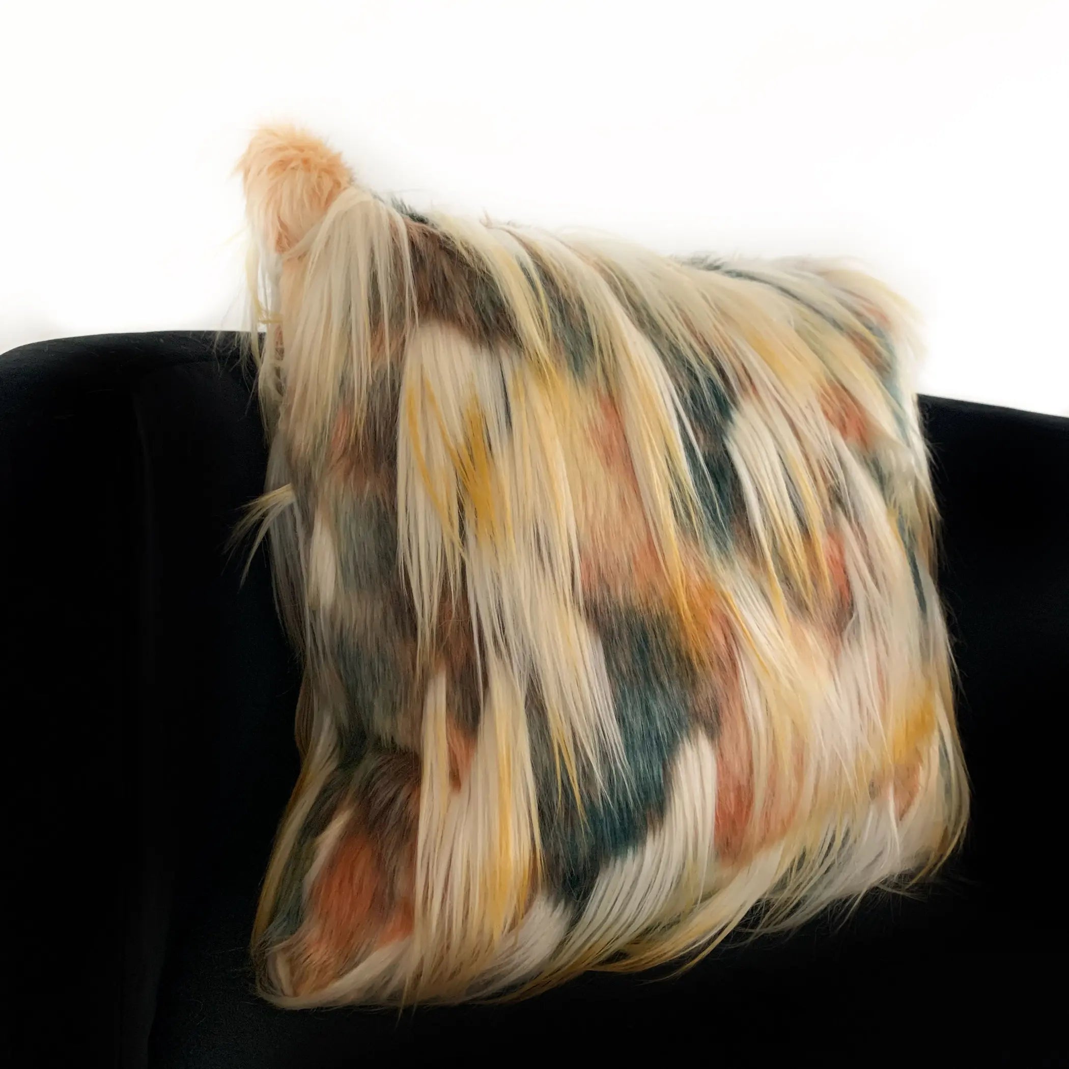 Plutus Multi-Color Fancy Feather Animal Faux Fur Luxury Throw Pillow Plutus Brands