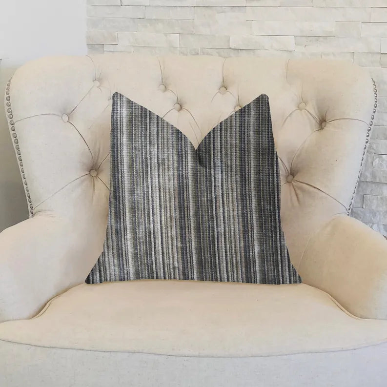 Plutus New Hampton Ivory and Blue Luxury Throw Pillow Plutus Brands