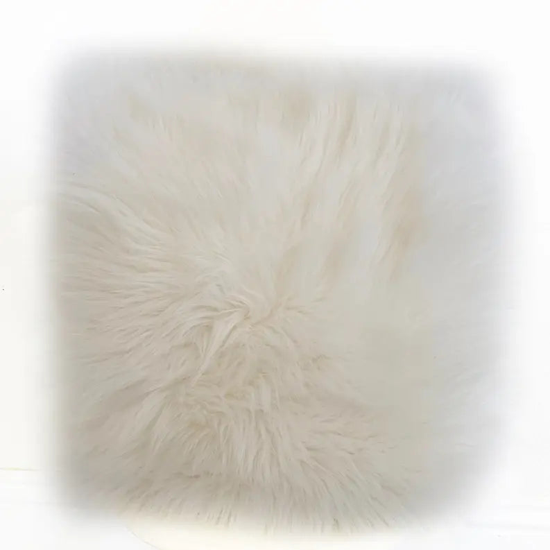 Plutus Off White Mongolian Fur Off White Animal Faux Fur Luxury Throw Pillow Plutus Brands