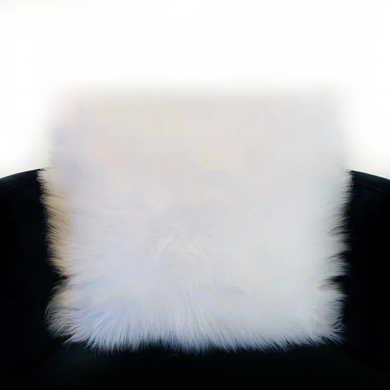 Plutus Off White Mongolian Fur Off White Animal Faux Fur Luxury Throw Pillow Plutus Brands