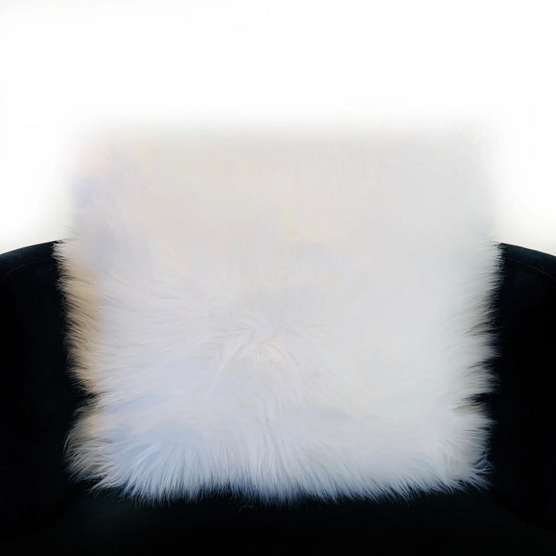 Plutus Off White Mongolian Fur Off White Animal Faux Fur Luxury Throw Pillow Plutus Brands
