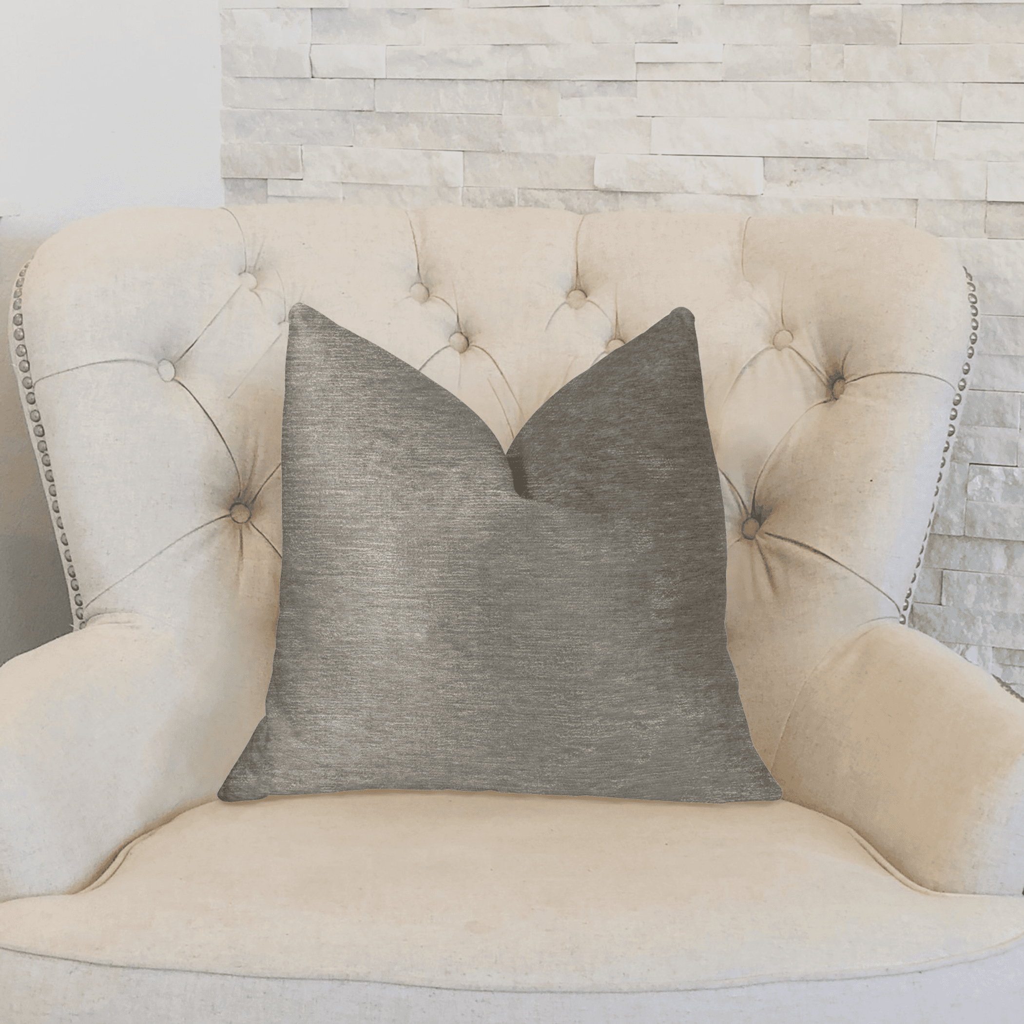 Plutus Pearly Shell Velvet Cream and Ivory Luxury Throw Pillow Plutus Brands