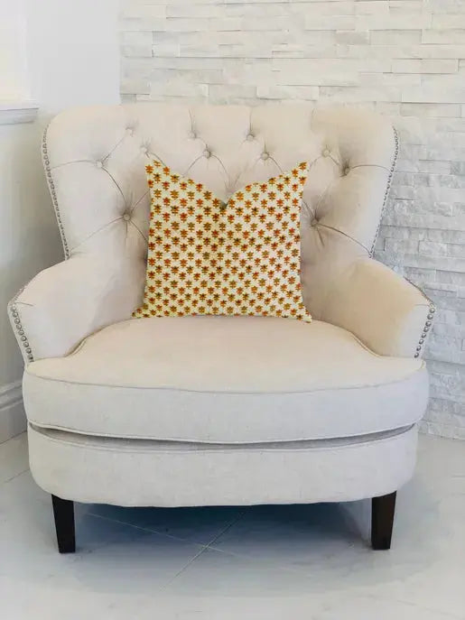 Plutus Rosy Posse Orange and Tan Floral Luxury Throw Pillow Plutus Brands
