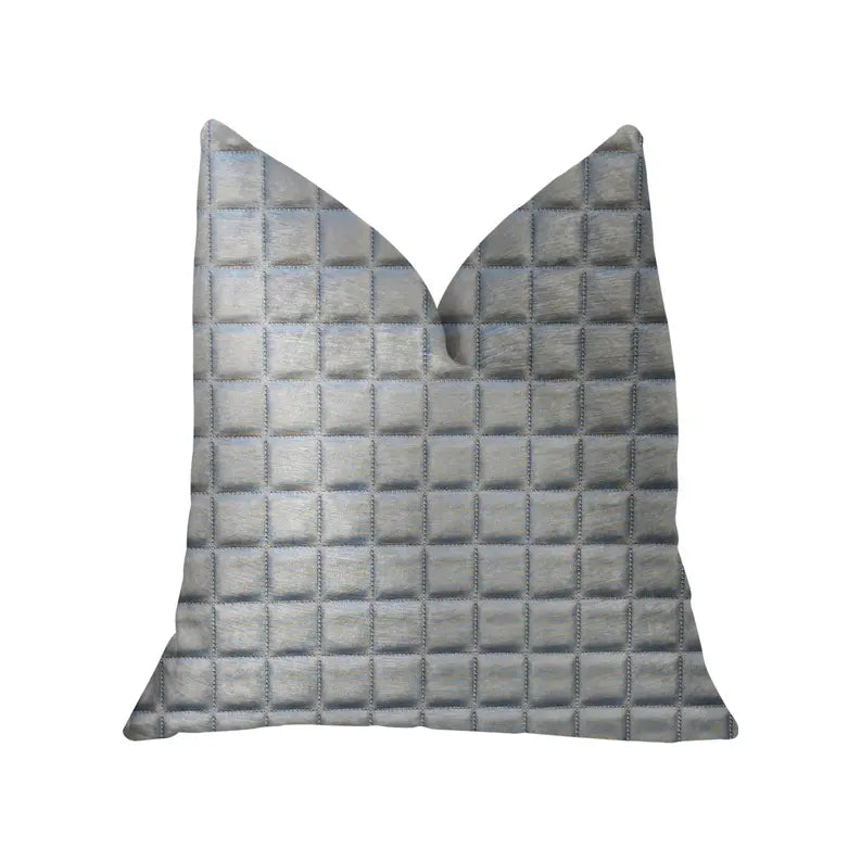 Plutus Silverton Silver Artificial Leather Luxury Throw Pillow Plutus Brands