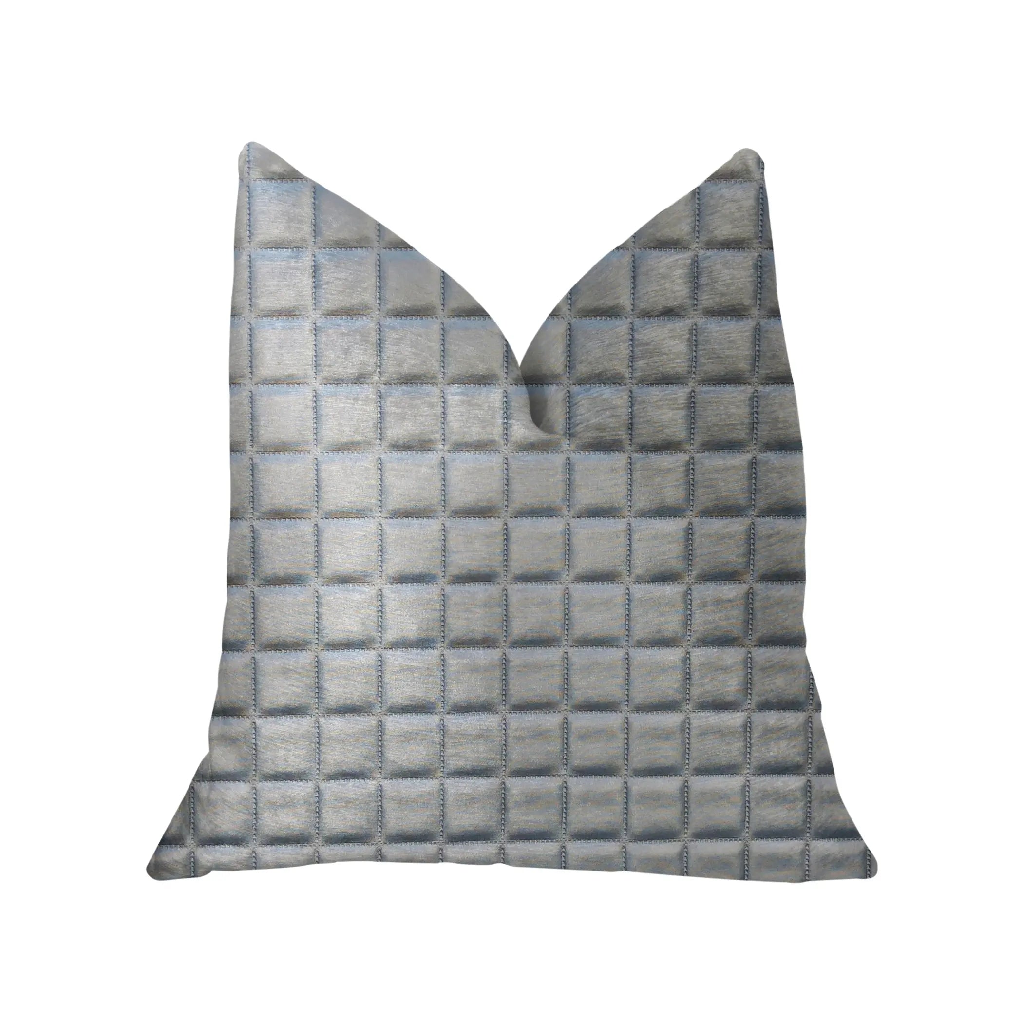 Plutus Silverton Silver Artificial Leather Luxury Throw Pillow Plutus Brands